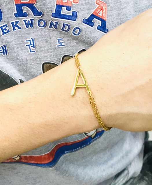 Gelang inisial gelang alphabet gelang huruf titanium / gelang titanium / gelang nama / gelang wanita