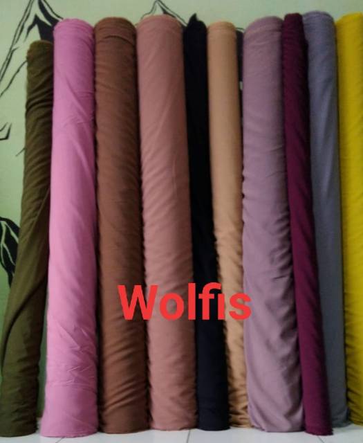 Kain Wolfis Polos Grade A harga per 0.5meter