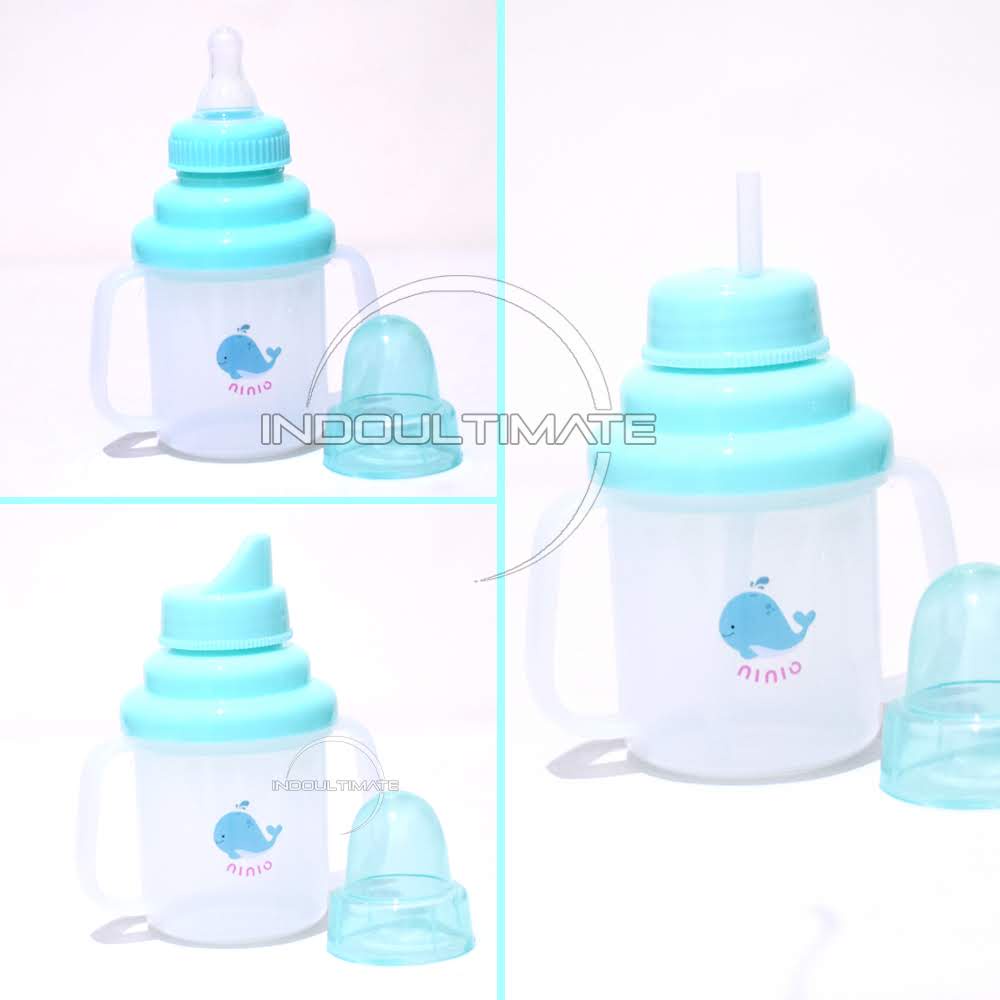 3in1 Training Cup Botol Susu Anak Bayi NINIO Karakter Lucu Baru Lahir BTL-08 Botol Bayi Belajar Minum Sedotan Karakter Anti Tumpah Bayi