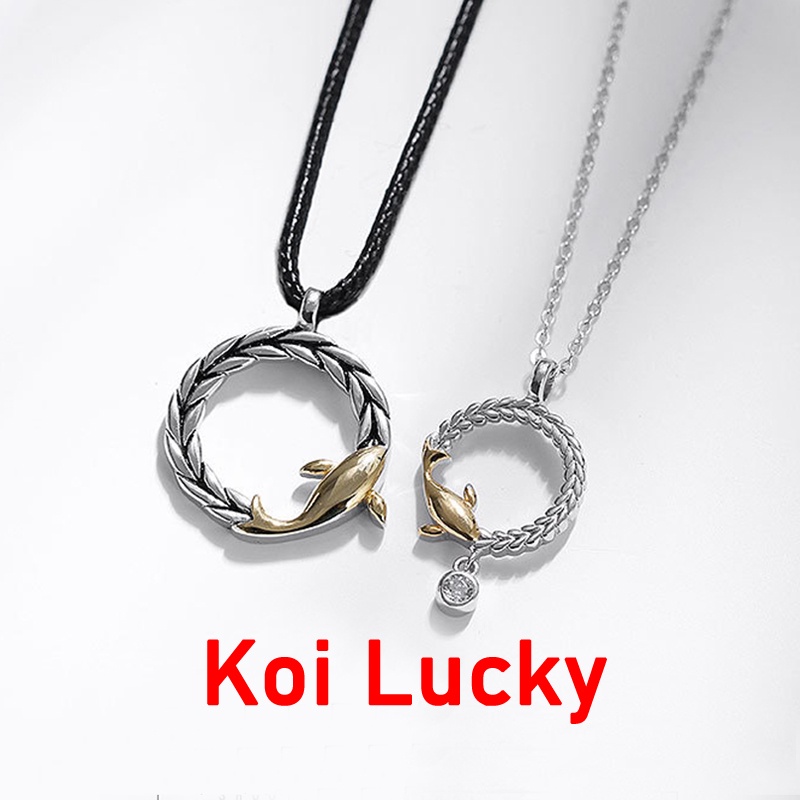 Set Kalung + Cincin + Anting Desain Ikan Koi Keberuntungan Untuk Pasangan ACKER