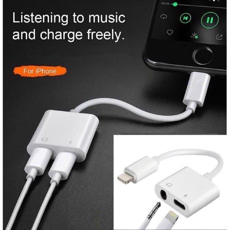 Splitter Handsfree Dual Lightning 3.5mm 2in1 Converter 7 8 X XS Sambungan Audio + Charger