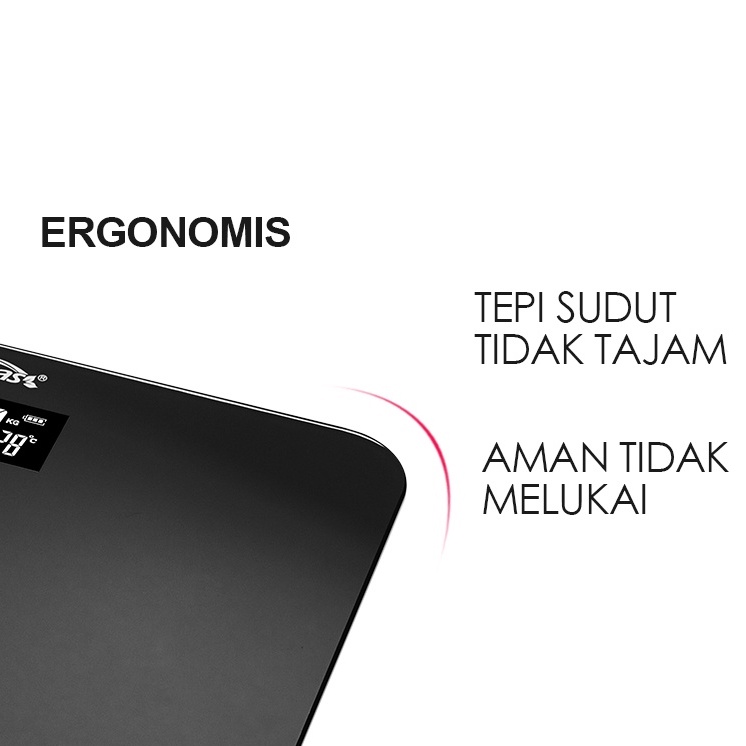 es timbangan badan digital with usb charging anti pecah with lcd 3 pilihan warna