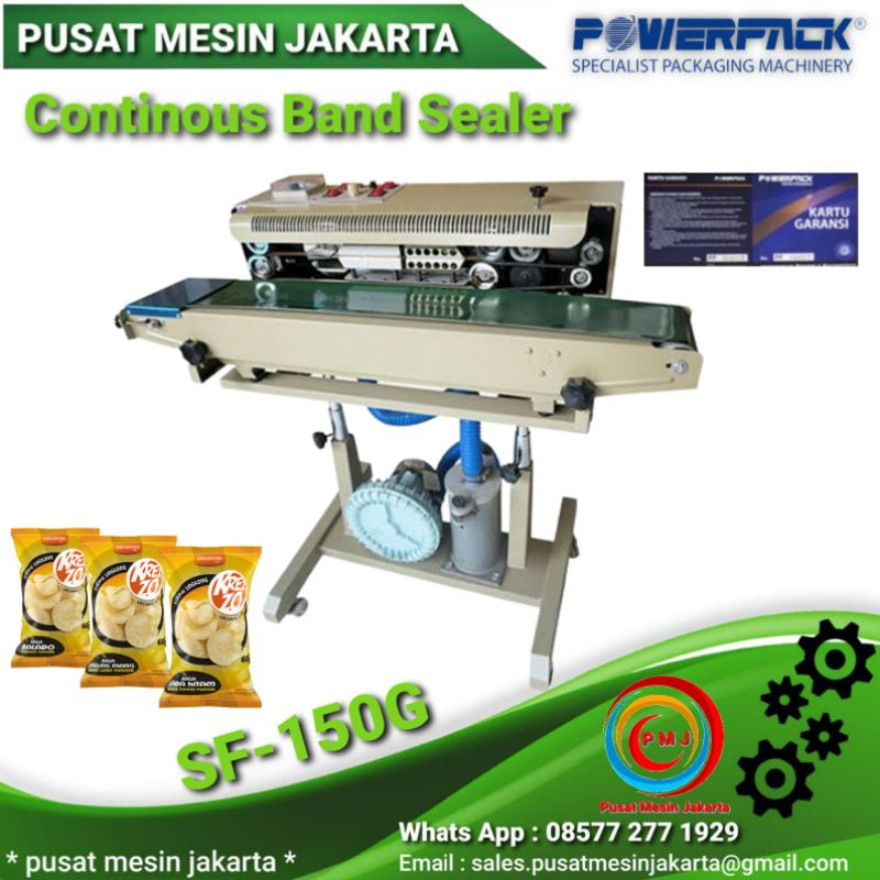 SF-150G CONTINUOUS BAND SEALER MESIN SEGEL PLASTIK ISI ANGIN POWERPACK