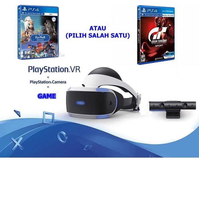PS4 VR CUH-ZVR 2 BUNDLE GAME VR WORLD+ GT SPORT +CAMERA GARANSI SONY