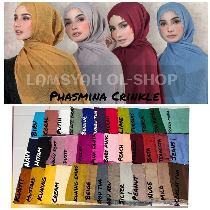Hijab Pashmina Crinkle / Jilbab Pashmina Crinkle / Kerudung Pashmina Crinkle / hijab wanita pashmina