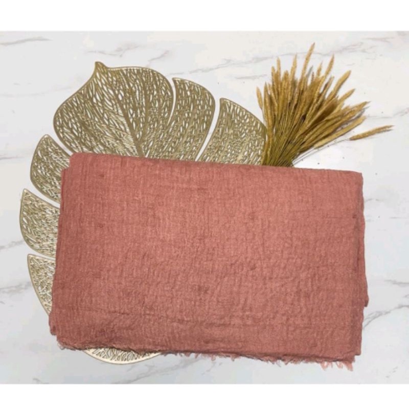 pashmina kusut polos / hijab pashmina crinkle premium-Macaron