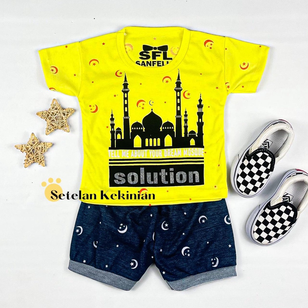 [SK] Setelan Baby 0 sampai 12 bulan Set Bayi Masjid Islam Keren Kokoh Lebaran Anak Kaos Cowok Keren