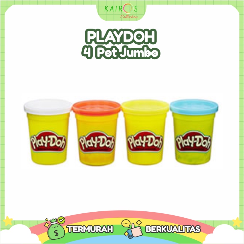 Playdoh Isi 4 Pot Jumbo 448 gr 16oz Beda Warna Original