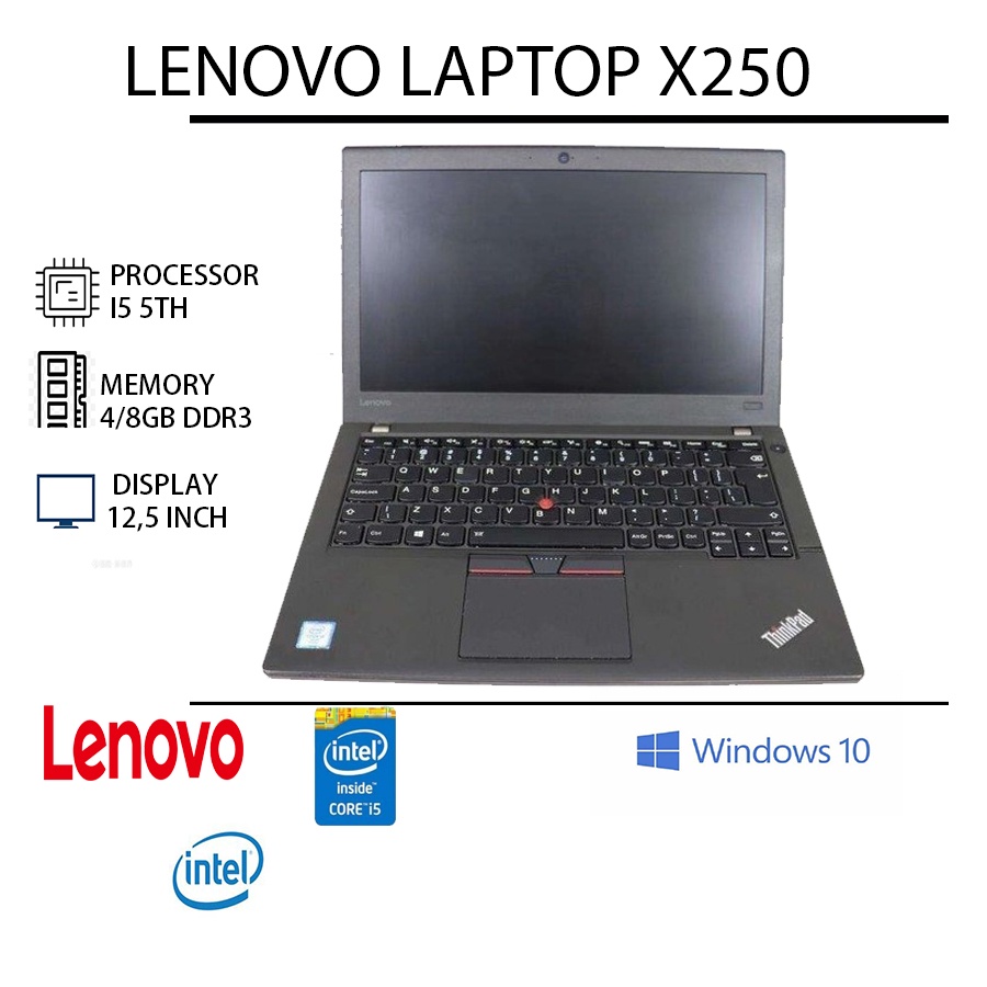 laptop lenovo thinkpad x250 core i5 second ram 8 gb ssd 256 gb murah garansi win 10