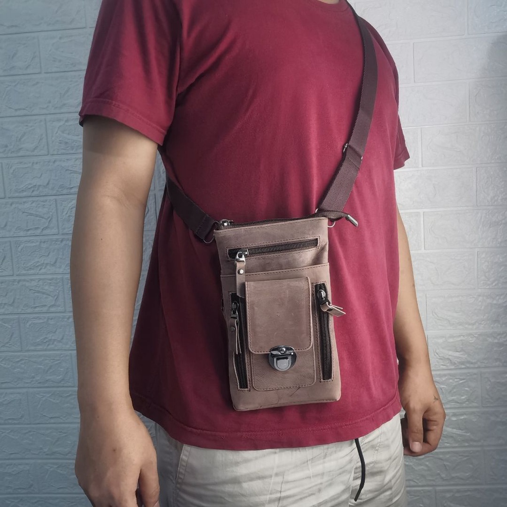 Tas Selempang Kulit Sapi Asli Pria