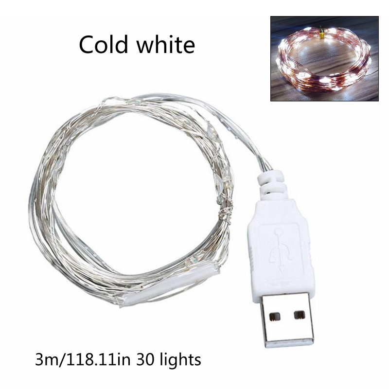 Ran Lampu String 30 LED 3m Tenaga USB Anti Air Untuk Dekorasi