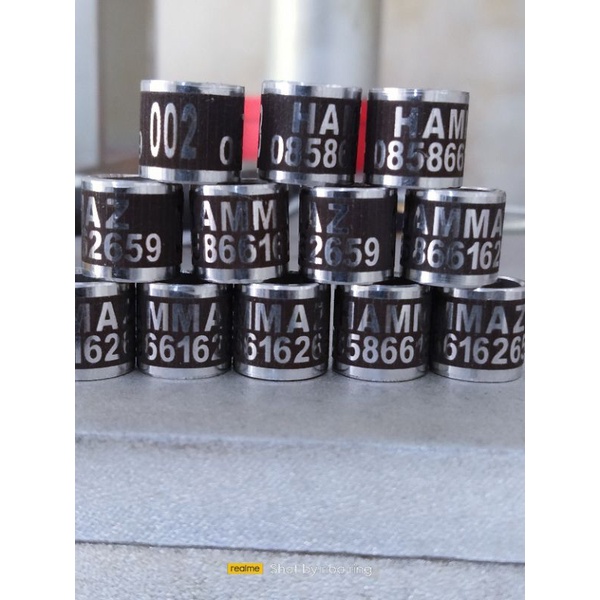 CUSTOM NAMA RING BURUNG MERPATI /BINGEL /CINCIN MERPATI BAJA BLOCK HITAM