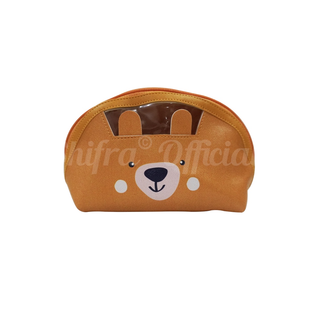 Shifra Tempat Masker Pouch Sanitizer Pouch Kosmetik Make Up Animal Ears Oval Blue Brown Orange Pink Peach Yellow