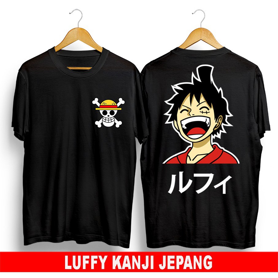 New Promo Kaos Distro/Kaos Oblong/Kaos Kekinian/Kaos anime one piece /kaos luffy kanji full katun