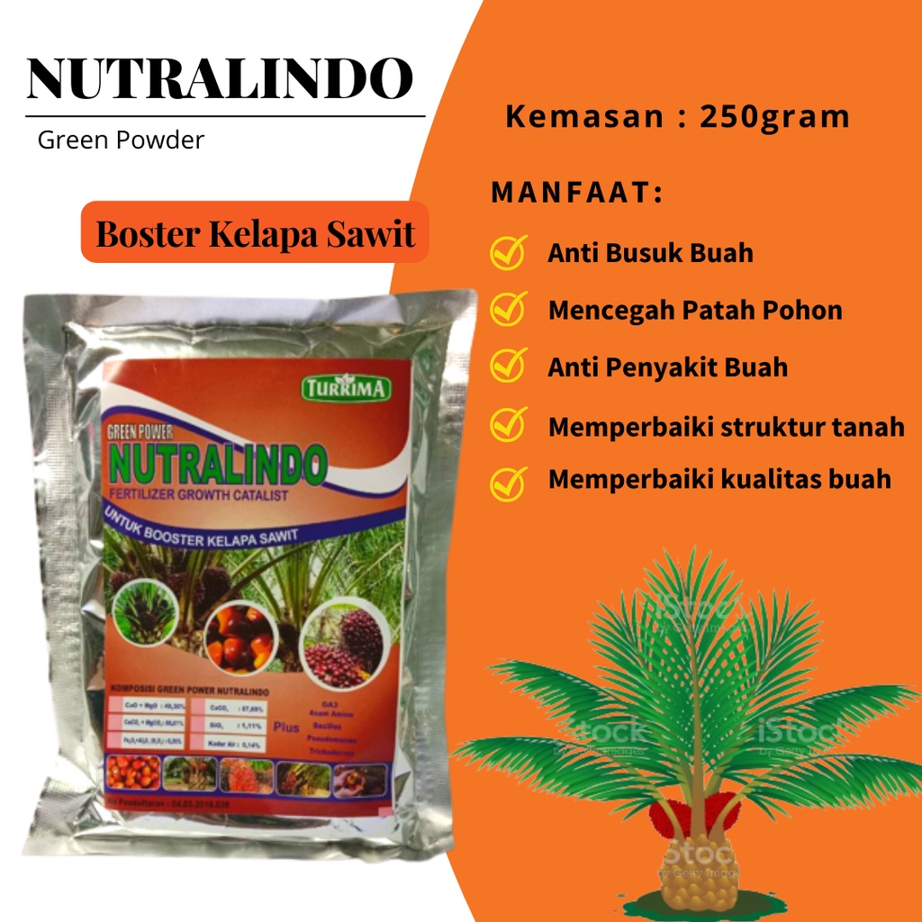 Pupuk NUTRALINDO Kelapa Sawit 250 Gram, Pupuk Sawit Organik Cepat Berbuah, Booster Tanaman Kelapa Sa