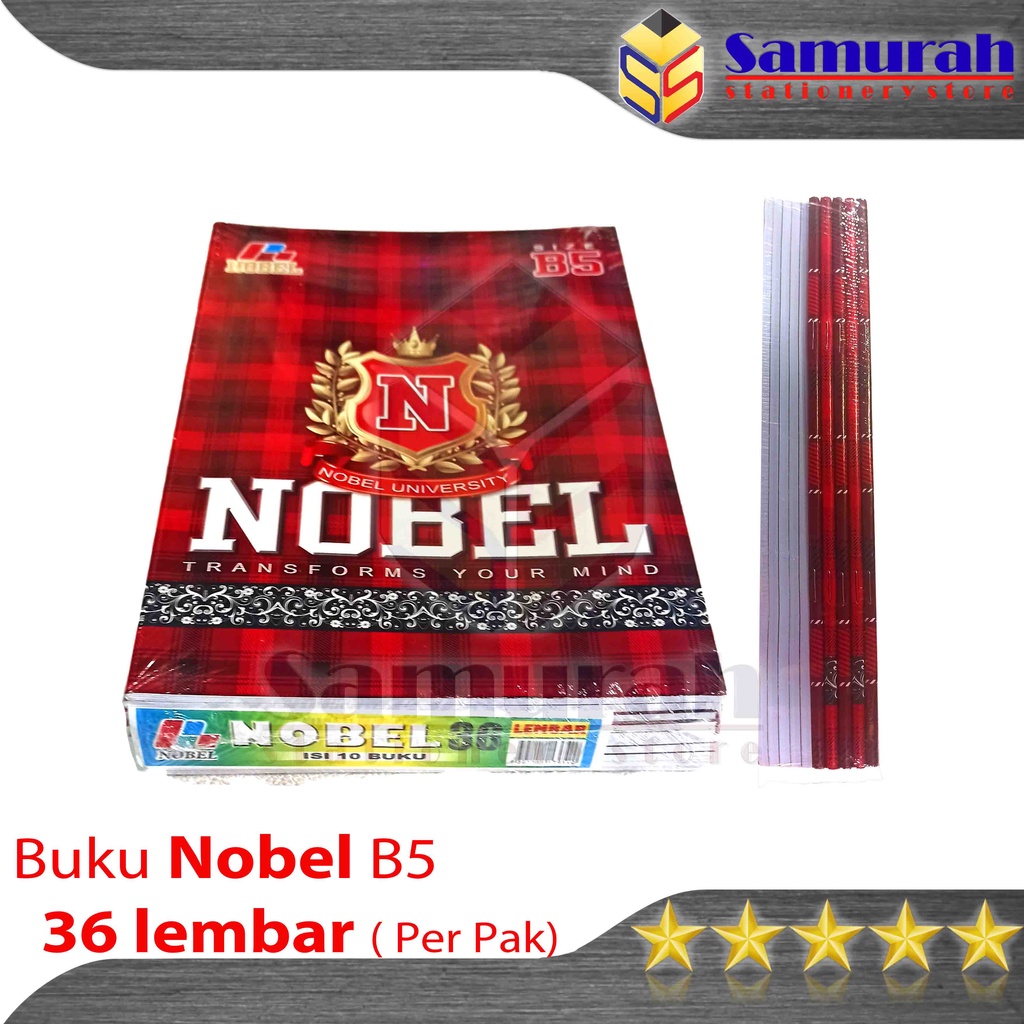 

Buku Tulis Nobel Isi 36 Lembar / Buku Ukuran Boxy Campuss / B5 36 Lbr - Per Pak isi 10 Buku