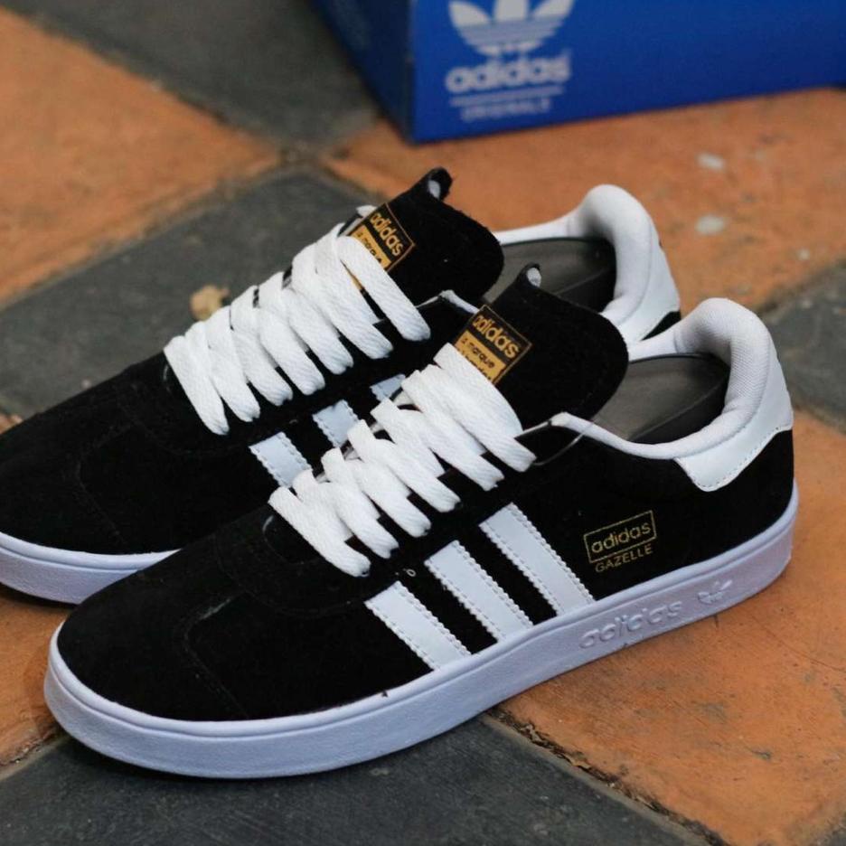 kode6c6Bq--Sepatu Sekolah Sneakers Adidas Gazelle Hitam Putih Pria Wanita SMP SMA Kuliah