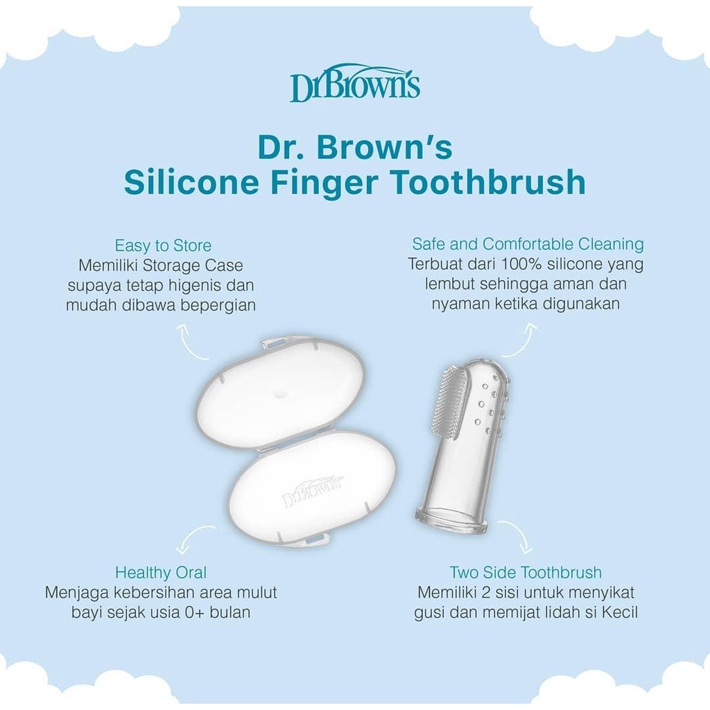 Sikat lidah Dr Brown's Silicone Finger Toothbrush w/ Case HG010