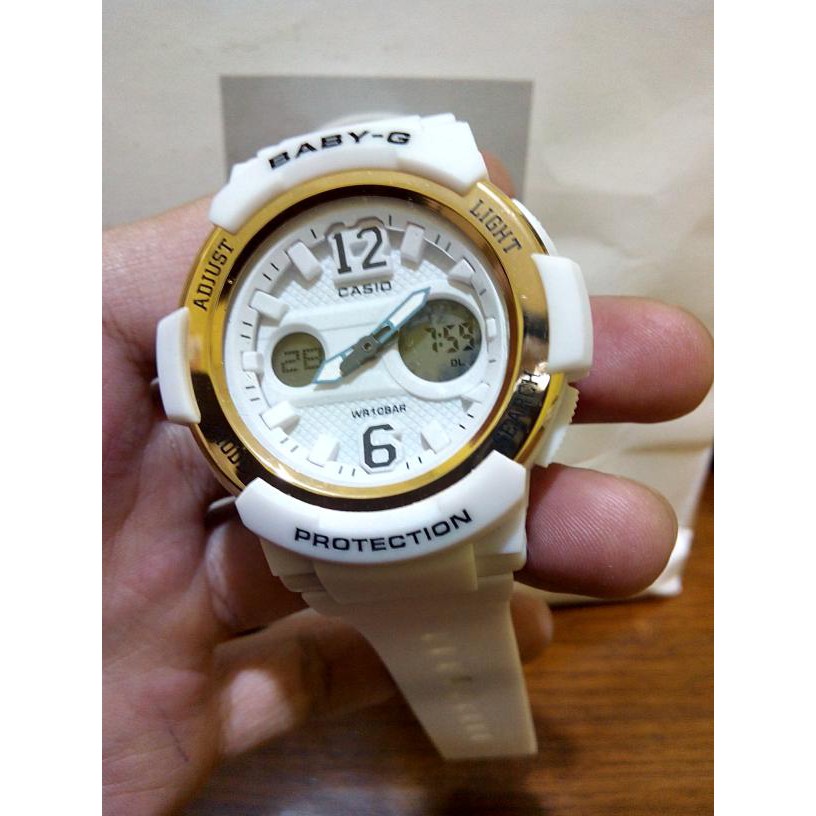 Casio G Shock Baby G BGA 180 KW Super Putih list Gold