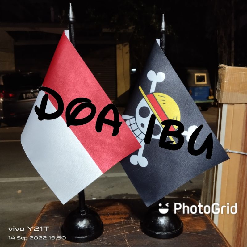 

best seller tiang kayu meja+bendera INDONESIA+ONE PIECE