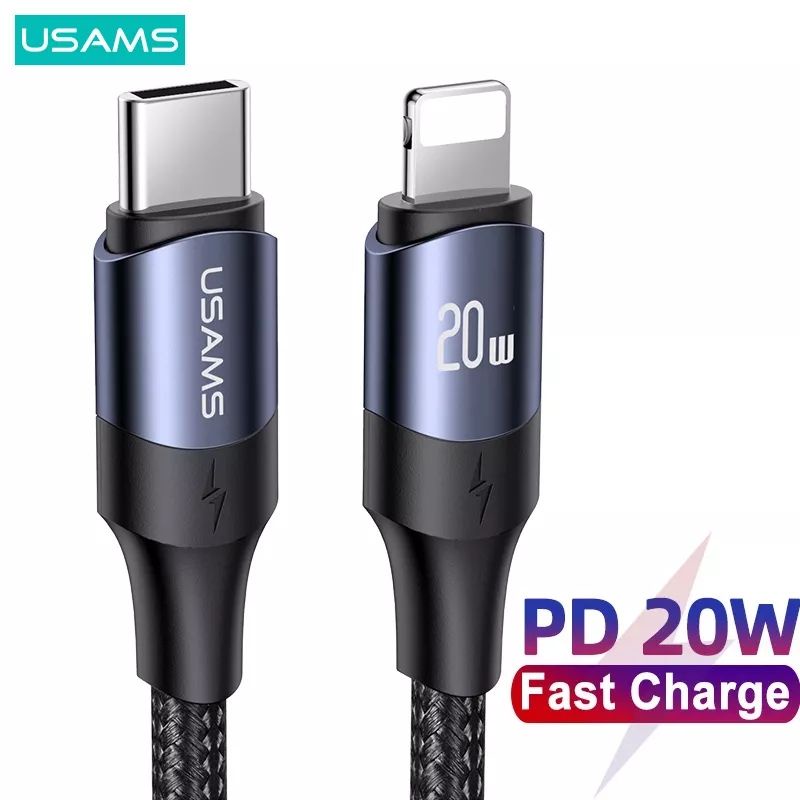 USAMS PD Fast Charging Data Cable 20 iP 14 13 12 Qc 3.0 Braided Cable