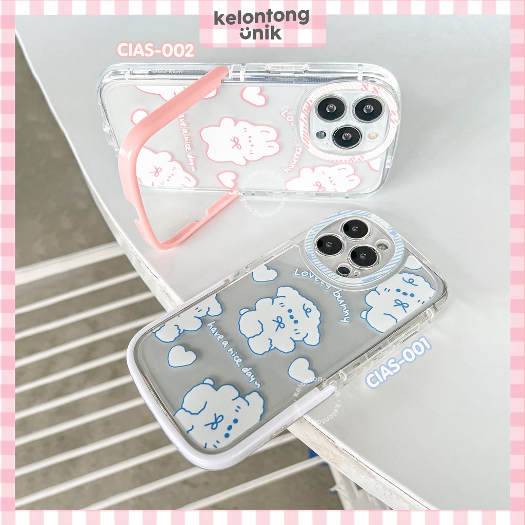 Cute Bunny Puppy Clear Case with Built In Stand