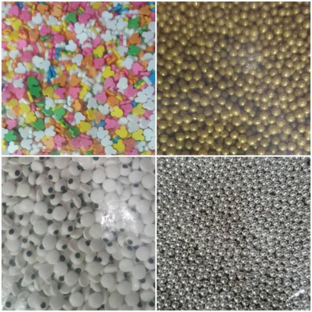 

Spikel Perak / Trimit / Springkel / Hiasan Kue / Emas / motif dll (50gr)