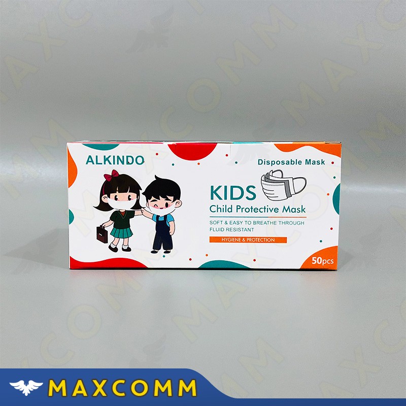 Masker Alkindo 3ply Anak Polos Isi 50 Disposable Face Mask 3 Ply Layers