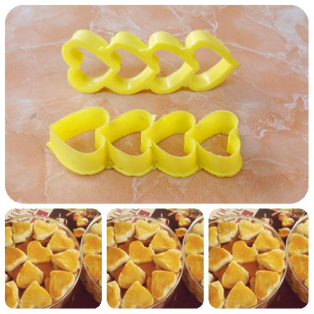 Cookies cutter cetakan kue kering nastar love hati 4 baris