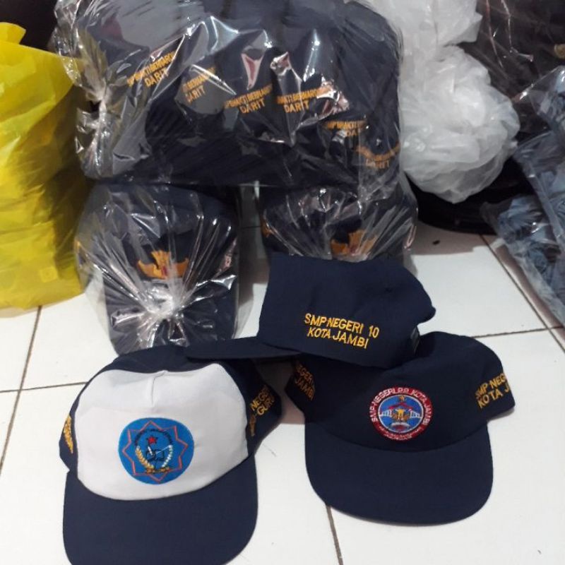 Topi Sekolah Bordir Custom logo Lokasi identitas SD.SMP.SMA.SMK