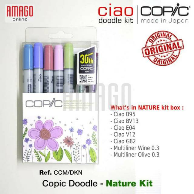 COPIC DOODLE PACK - NATURE KIT - 2 PENS AND 5 MARKERS - CCM/DKN