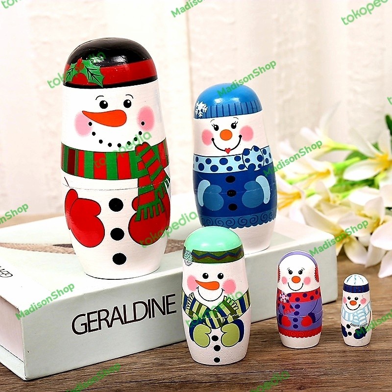 Boneka Rusia Matryoshka Snowman Natal Christmas Kado Natal Snowman