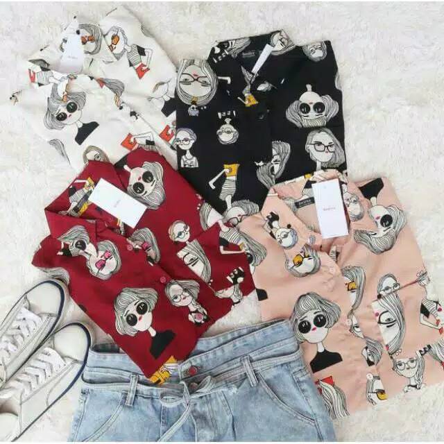 KEMEJA MONALISA RETRO LENGAN PENDEK