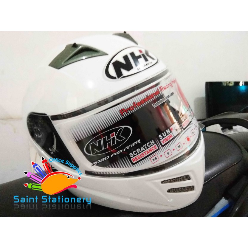 Helm Nhk Road Fighter Terminator White Double Visor Size L Limited Shopee Indonesia