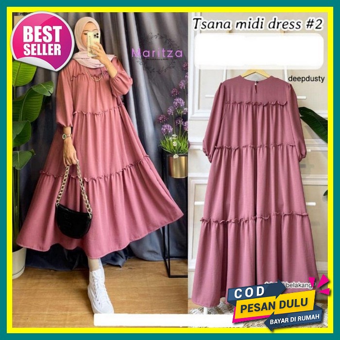 Gamis Wanita Branded Premium Korean Style Simple Terbaik Promo H5M9 Big Size Brukat Viscose Dress Or