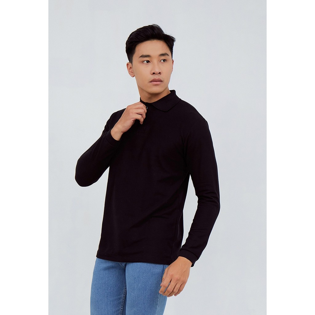 SAPPORO POLO LONG SLEEVE - Kaos Polo Pria Lengan Panjang in Black