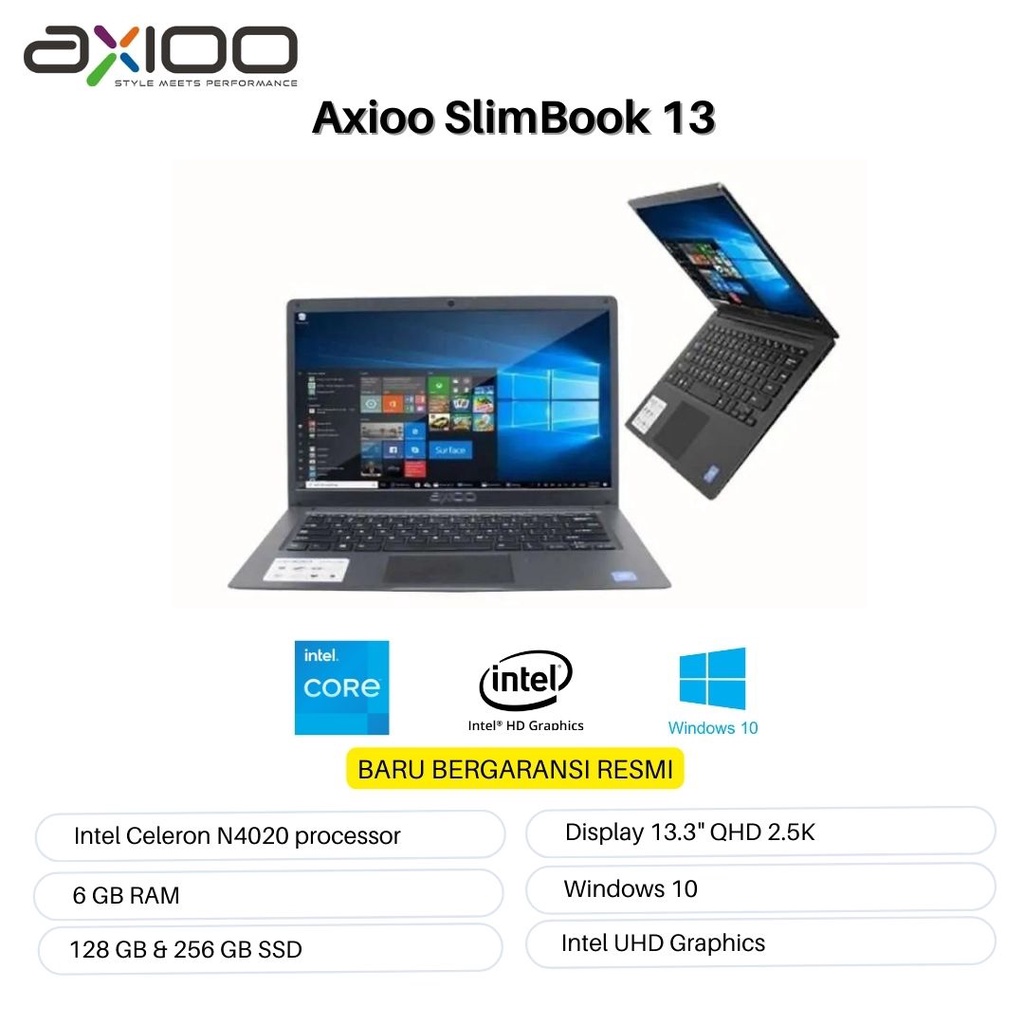 LAPTOP AXIOO SlimBook 13 Ram 6 Ssd 128 13.3&quot; N4020 GARANSI RESMI