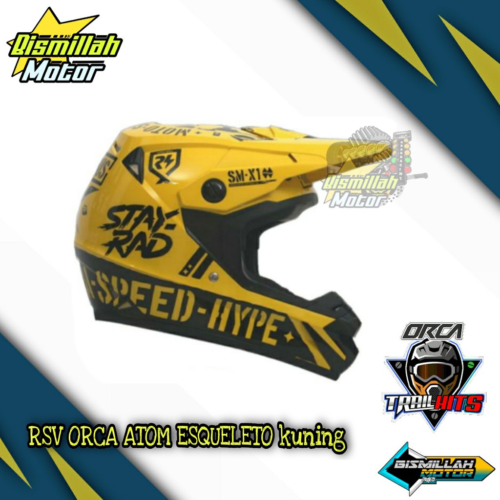 HELM TRAIL RSV ORCA ATOM ESQUELETO KUNING