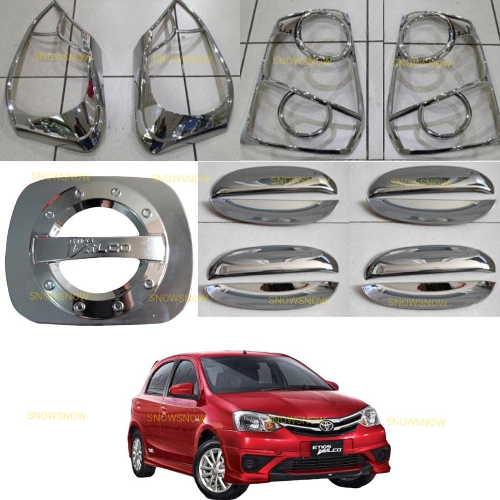 Paket Garnish Depan Belakang Outer Handle Tank Cover Toyota Etios Full Chrome