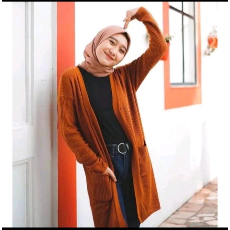 DC_LONG CARDYGAN BELE/ATASAN RAJUT WANITA/BAJU RAJUT OVERSIZE