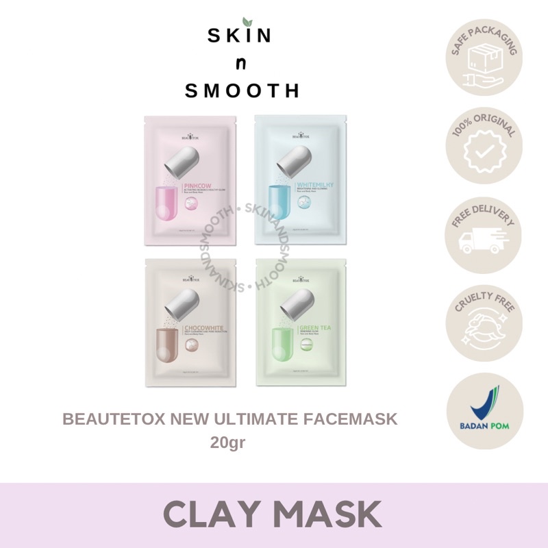 [OFFICIAL RESELLER] NEW ULTIMATE CLAY MASK BEAUTETOX MASKER BEAUTETOX BPOM WHITEMILKY CHOCOWHITE PIN
