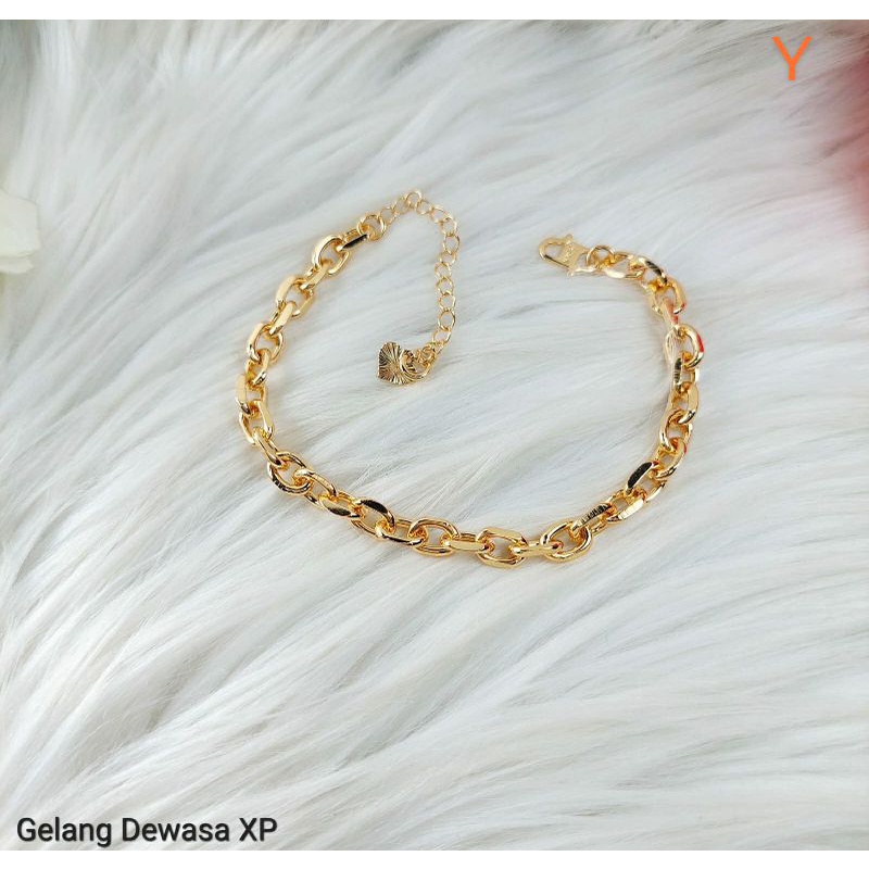Fourfashion Gelang Tangan Xuping Rantai Polos Lapis Emas JX028