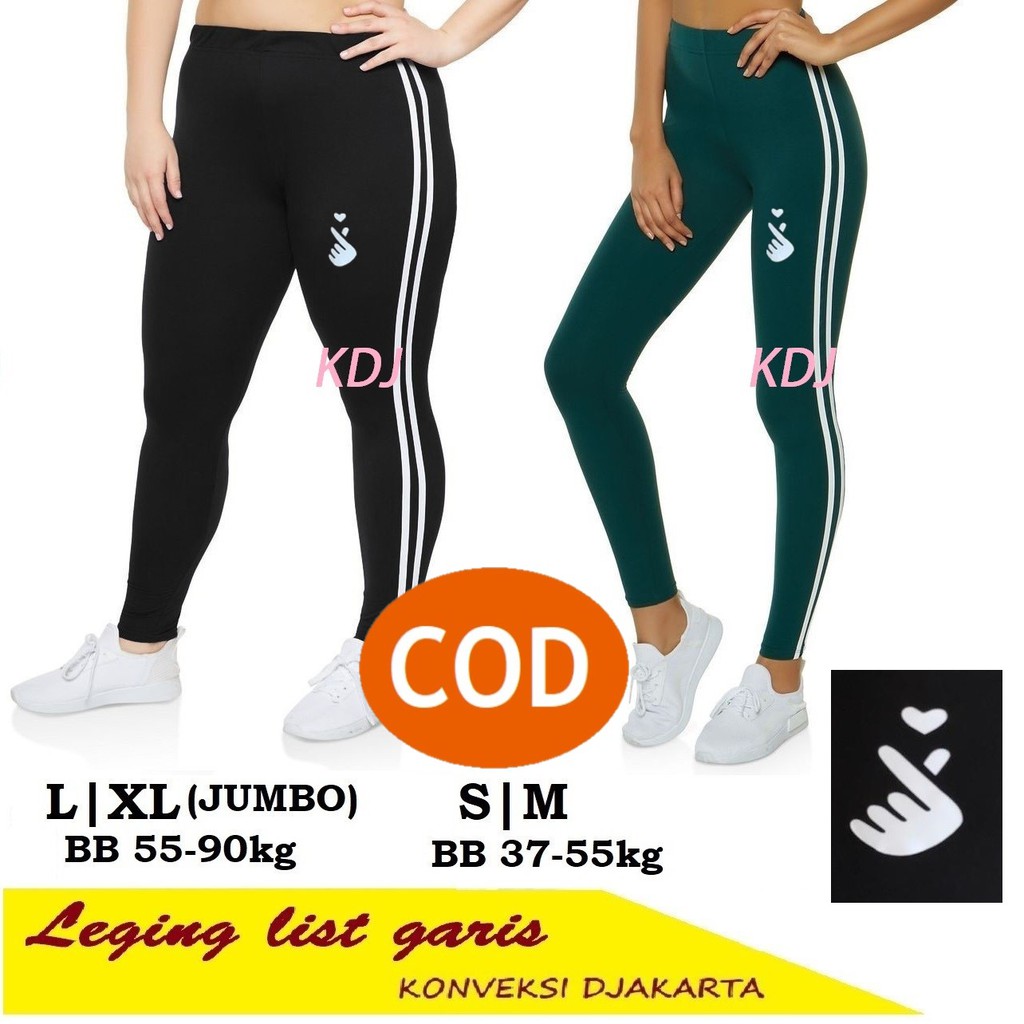 Legging Garis Korea Style Celana Leging KPOP Wanita Kekinian Lejing All size dan Jumbo Olahraga