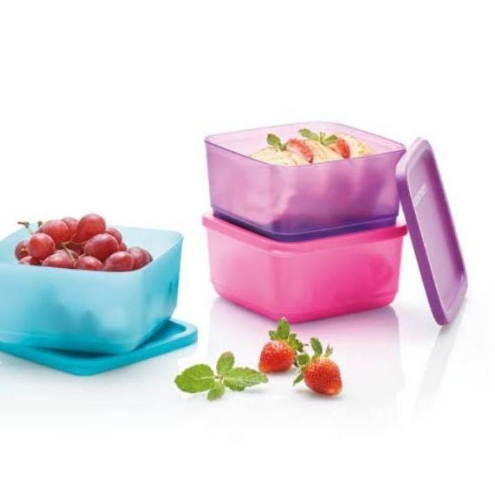 ♫ kotak makan tupperware tanpa sekat tempat bekal makan / buah dll ☃