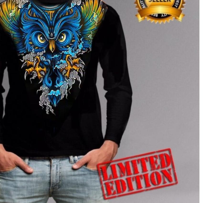 ➸ Kaos pria panjang owl batik ✦
