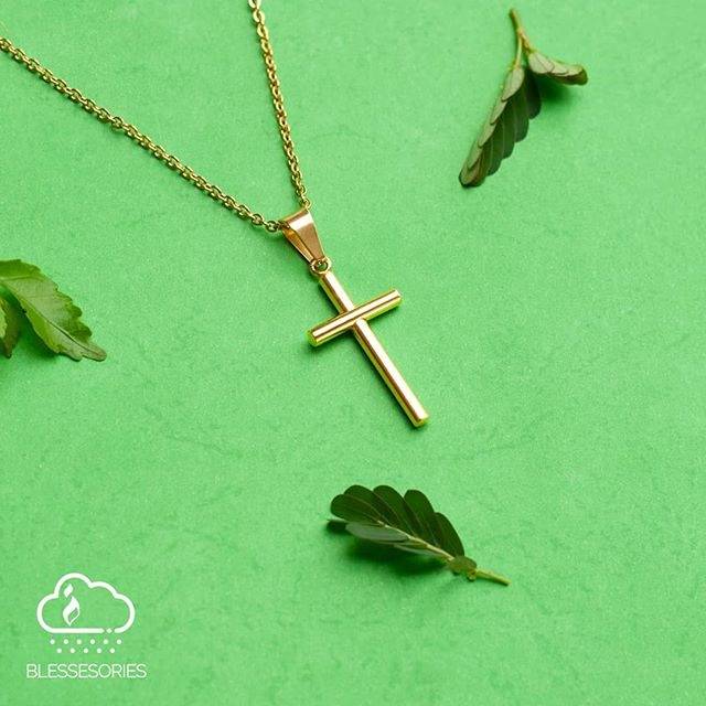 Kalung Gold Cross Pipe SS / Kalung Salib Emas