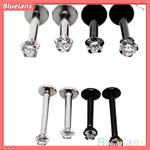 Bluelans 2Pcs Cubic Zirconia Tragus Lip Ring Monroe Ear Cartilage Earring Tongue Studs