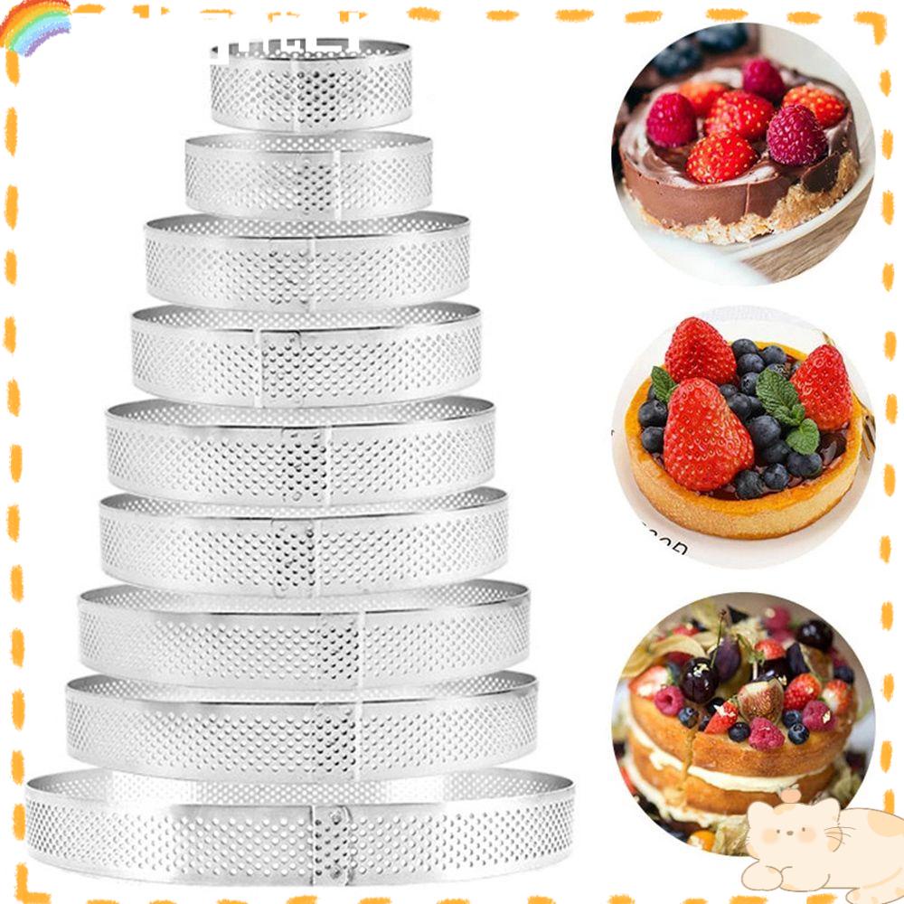 Cetakan Tartlet SOLIGHTER Bentuk Lingkaran Berlubang Bahan Stainless Steel