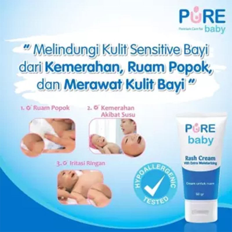 Pure Baby Rash Cream 50gr Baby Cream Krim Lotion Bayi