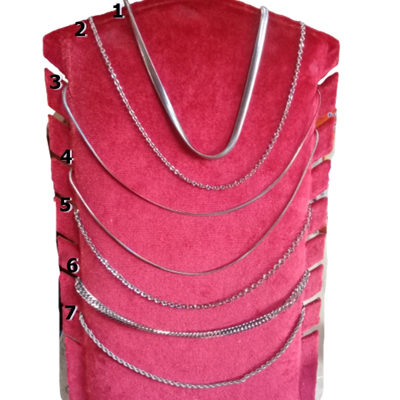 Kalung Besi Putih Asli Pria Wanita Free Liontin Huruf Bisa Request